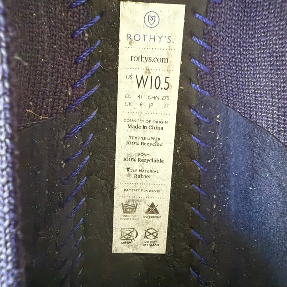 Rothy’s Navy Blue Round Toe Flat shoes size 10.5 - Picture 7 of 11
